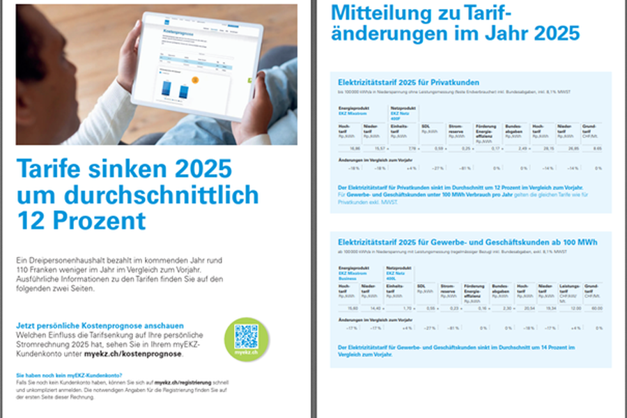 Wir wickeln die Tarifkommunikation für EKZ...